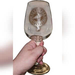 Bonny Doon Vineyard Santa Cruz California 2 Clear Etched Stemmed Wine Glasses